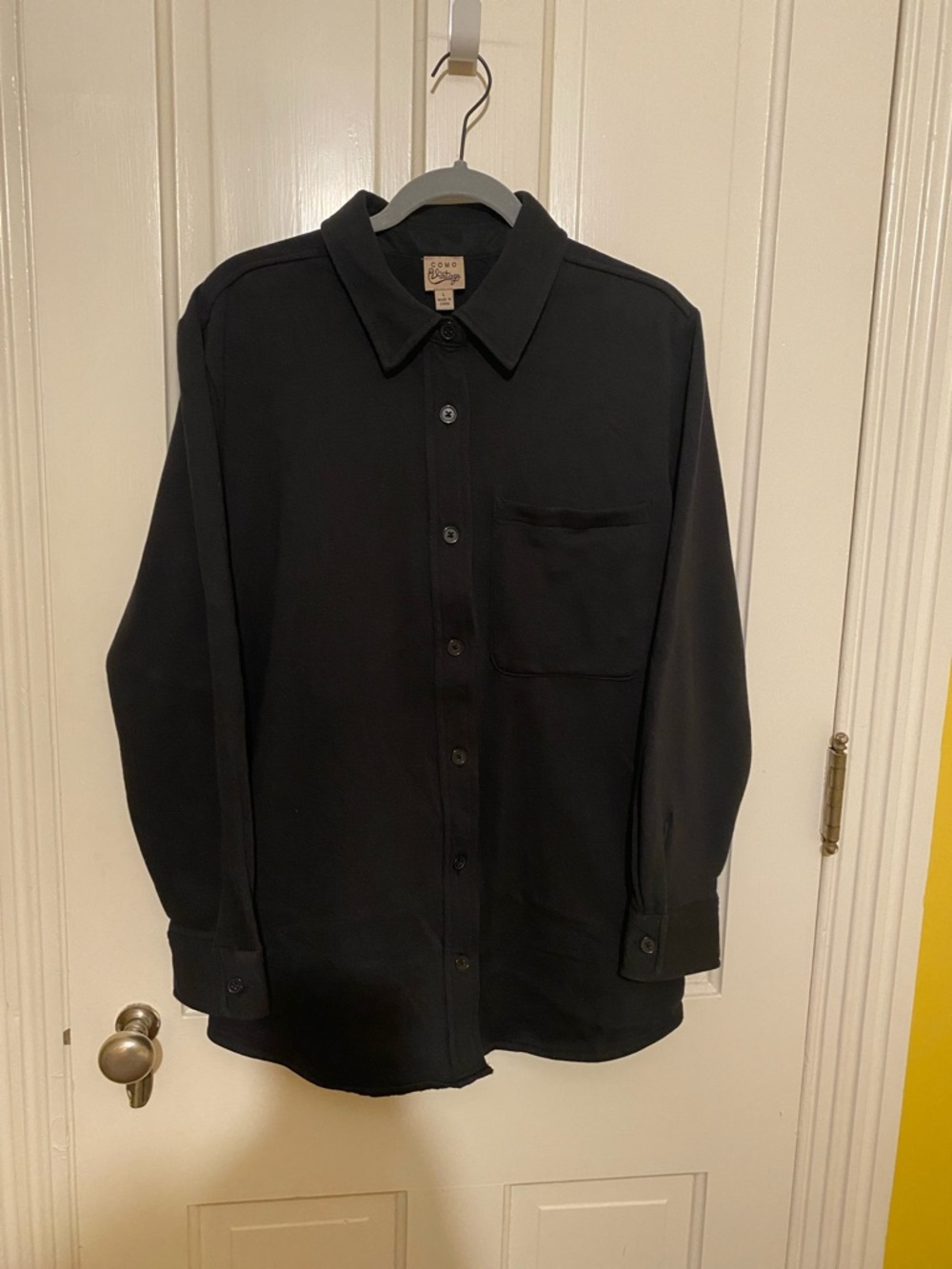 Como Vintage Black Button-Front Blouse